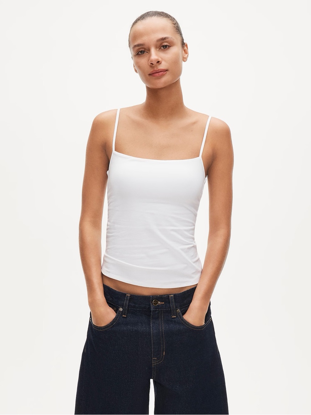 NWOT J. Crew Stretch Cotton Shelf-Bra Tank Top Large
